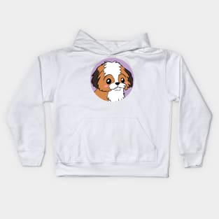 Cute cartoon shih tzu dog illustration Kids Hoodie